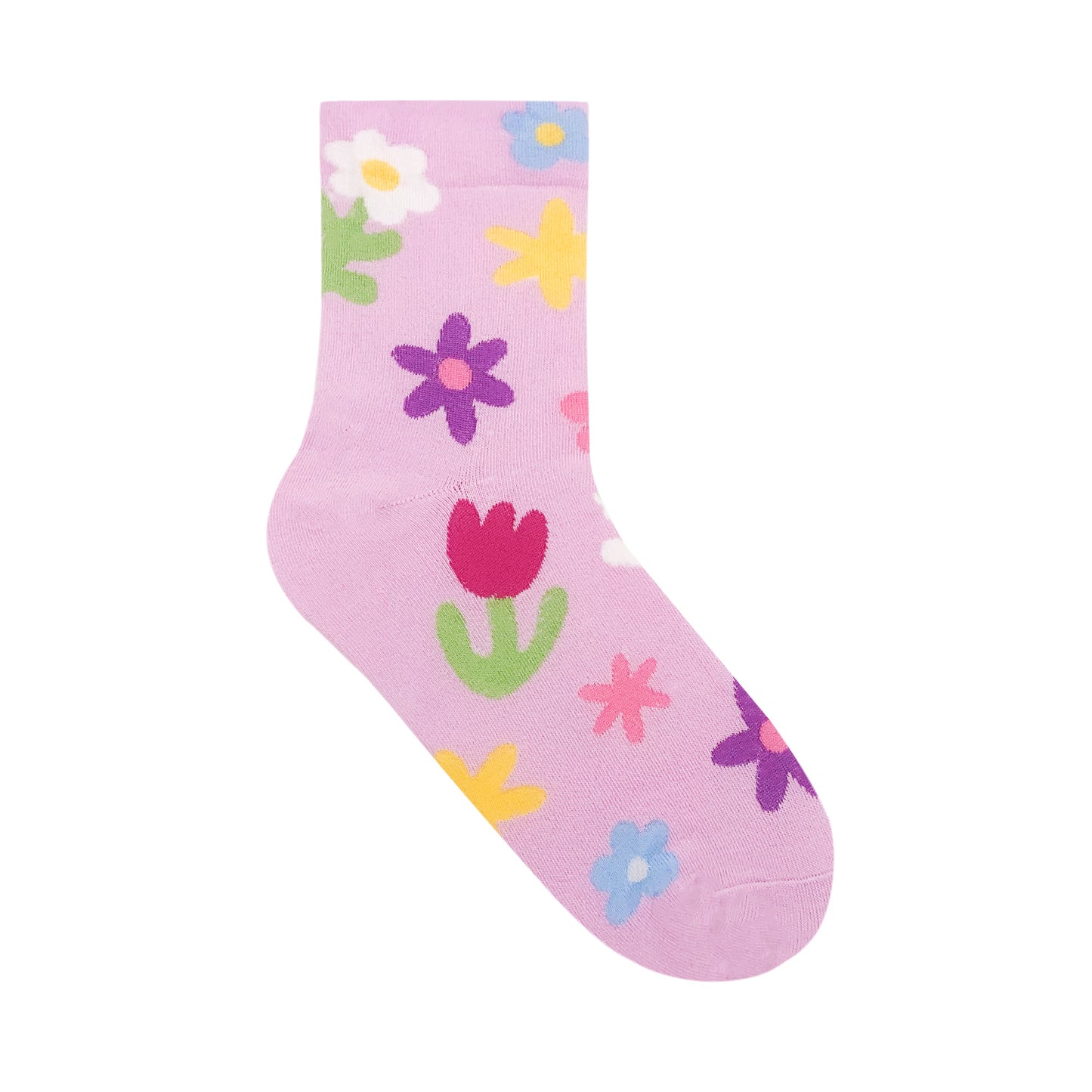 Women's Crew Drawing Flower Socks