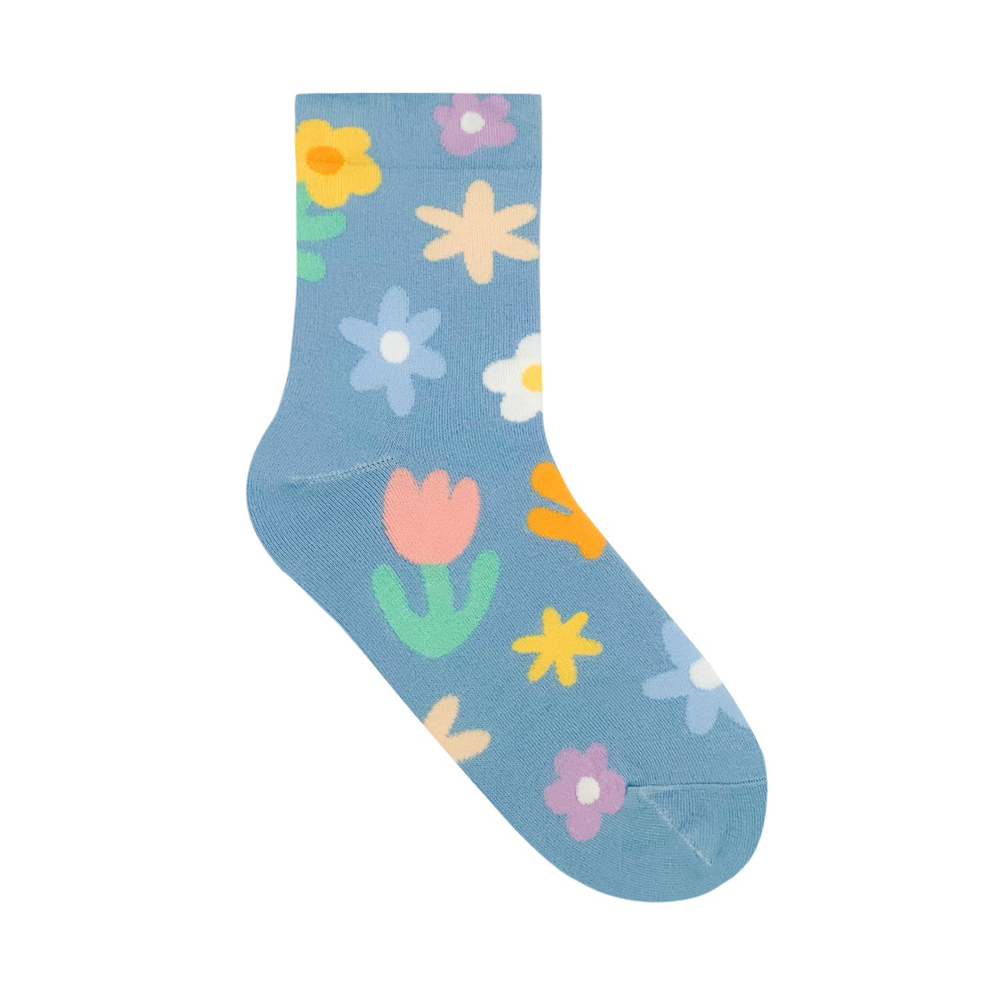 Women's Crew Drawing Flower Socks