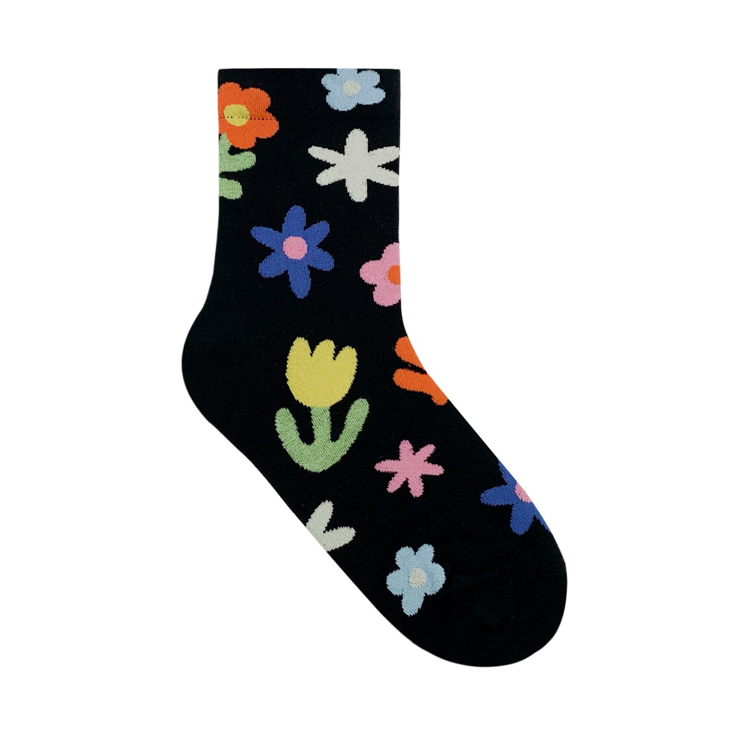 Women's Crew Drawing Flower Socks