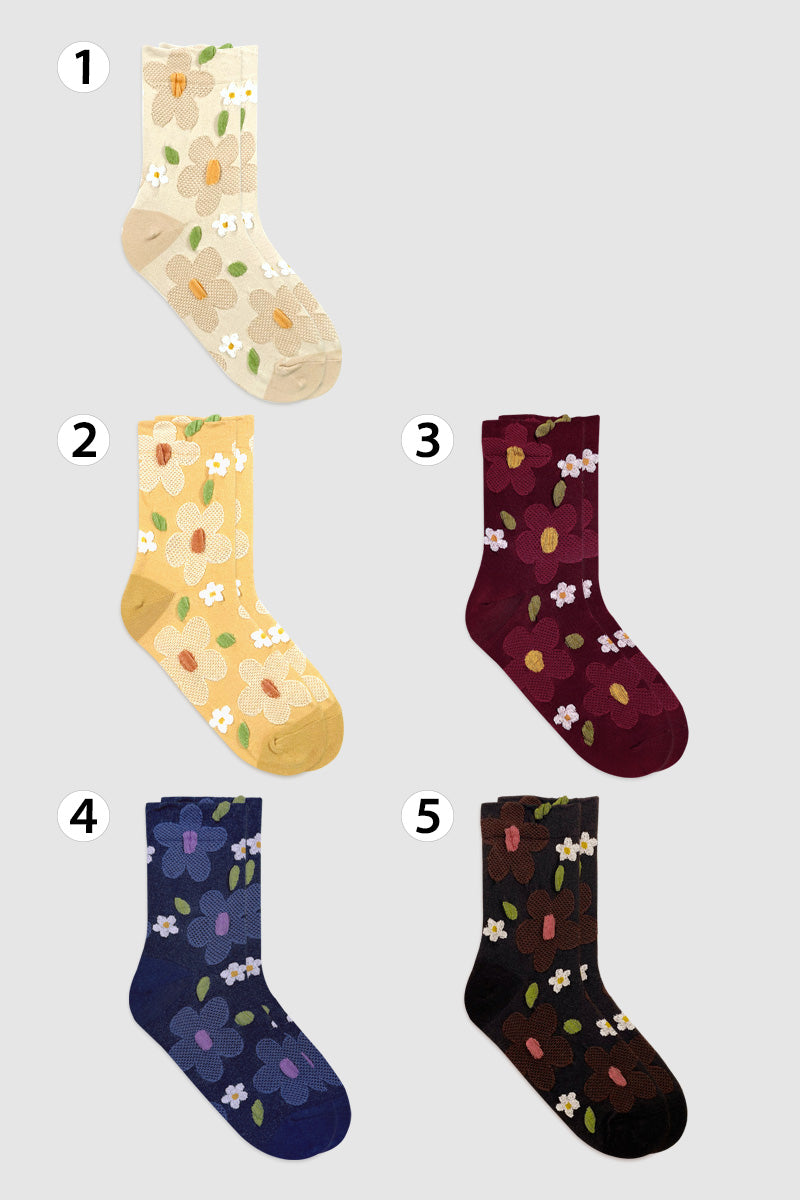 Women's Crew Mesh Flower Socks