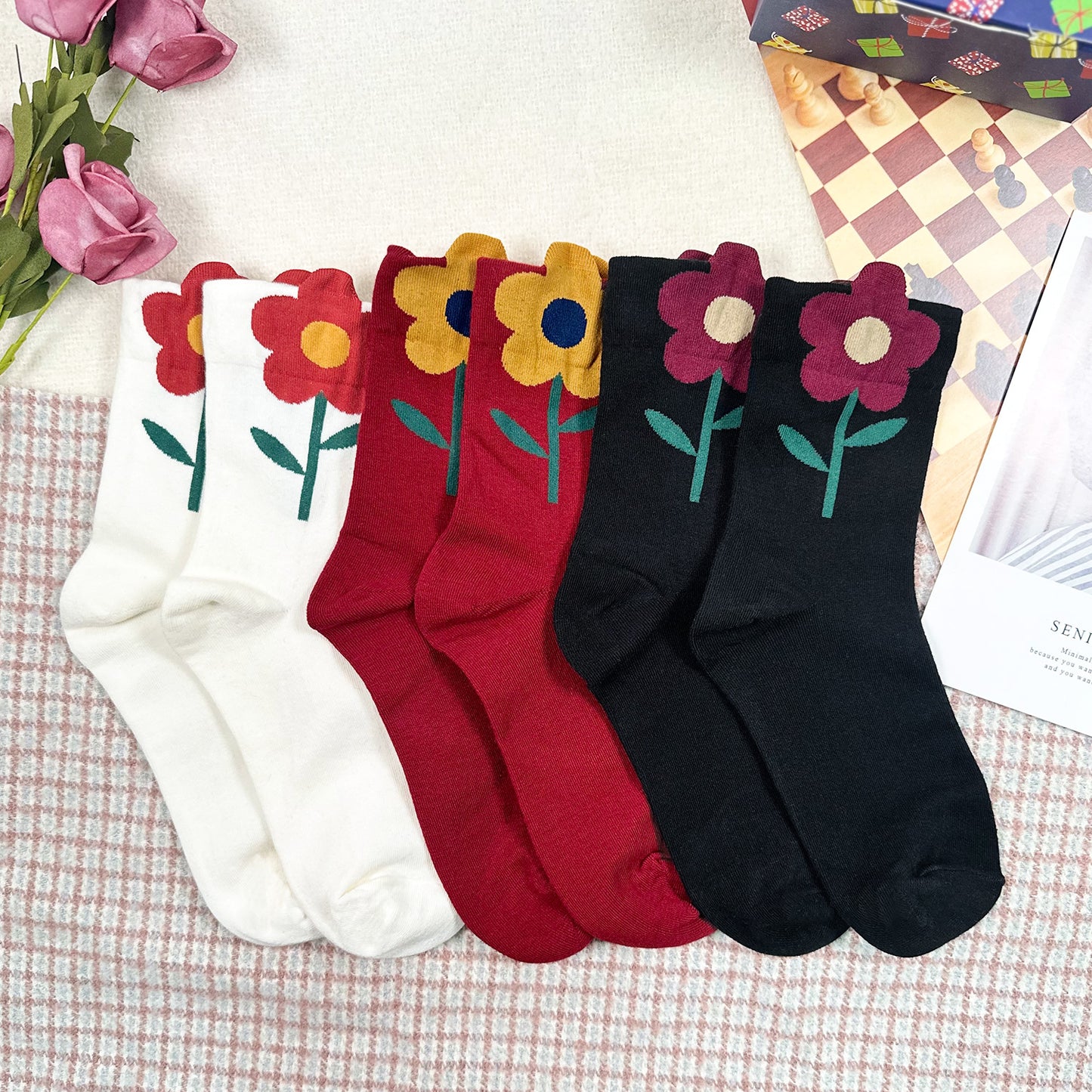 Women's Crew New Big Flower Socks