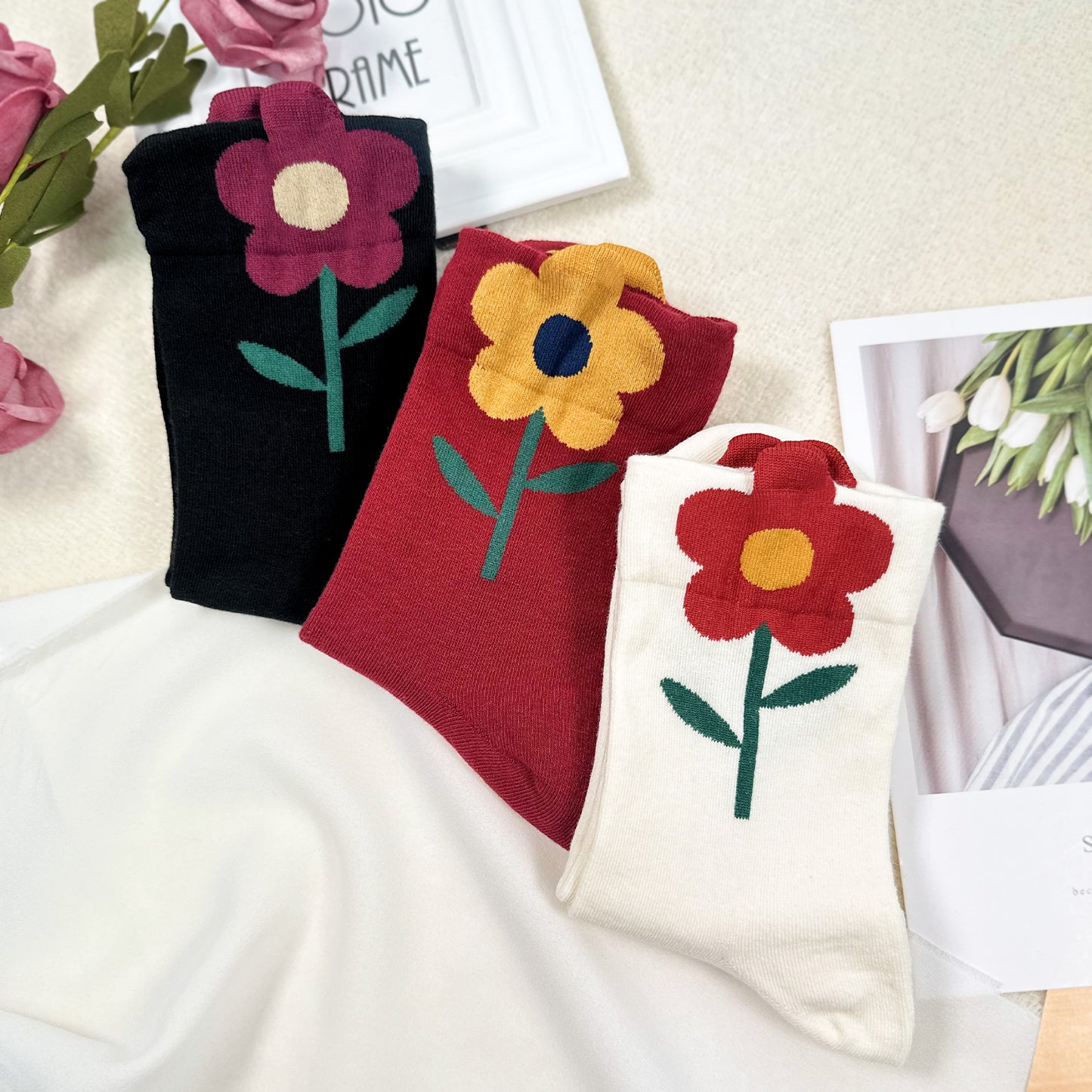 Women's Crew New Big Flower Socks