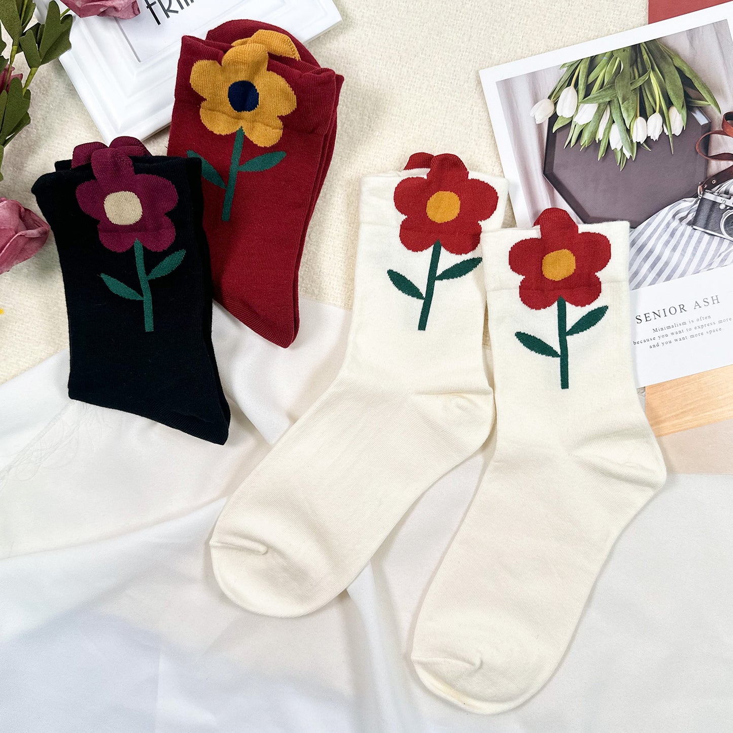 Women's Crew New Big Flower Socks