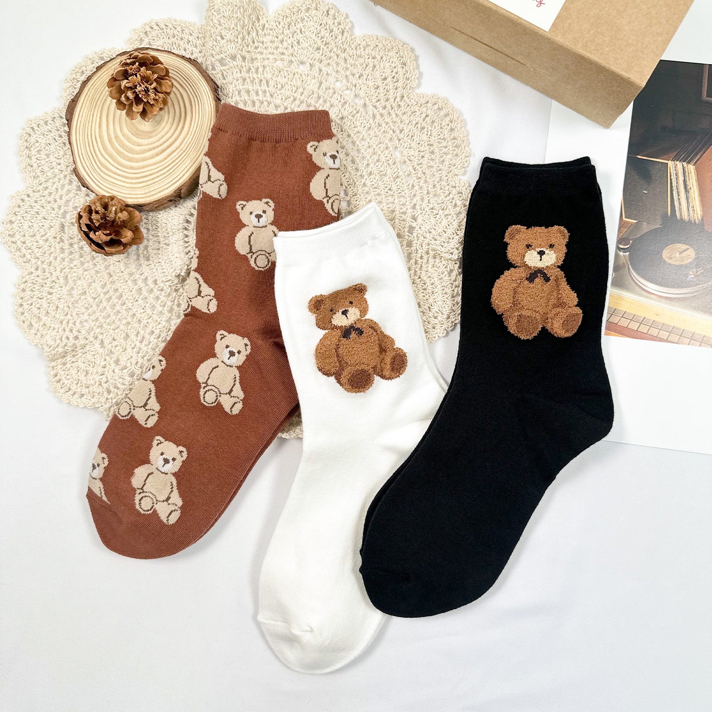 Women's Crew Teddy Bear Club Socks