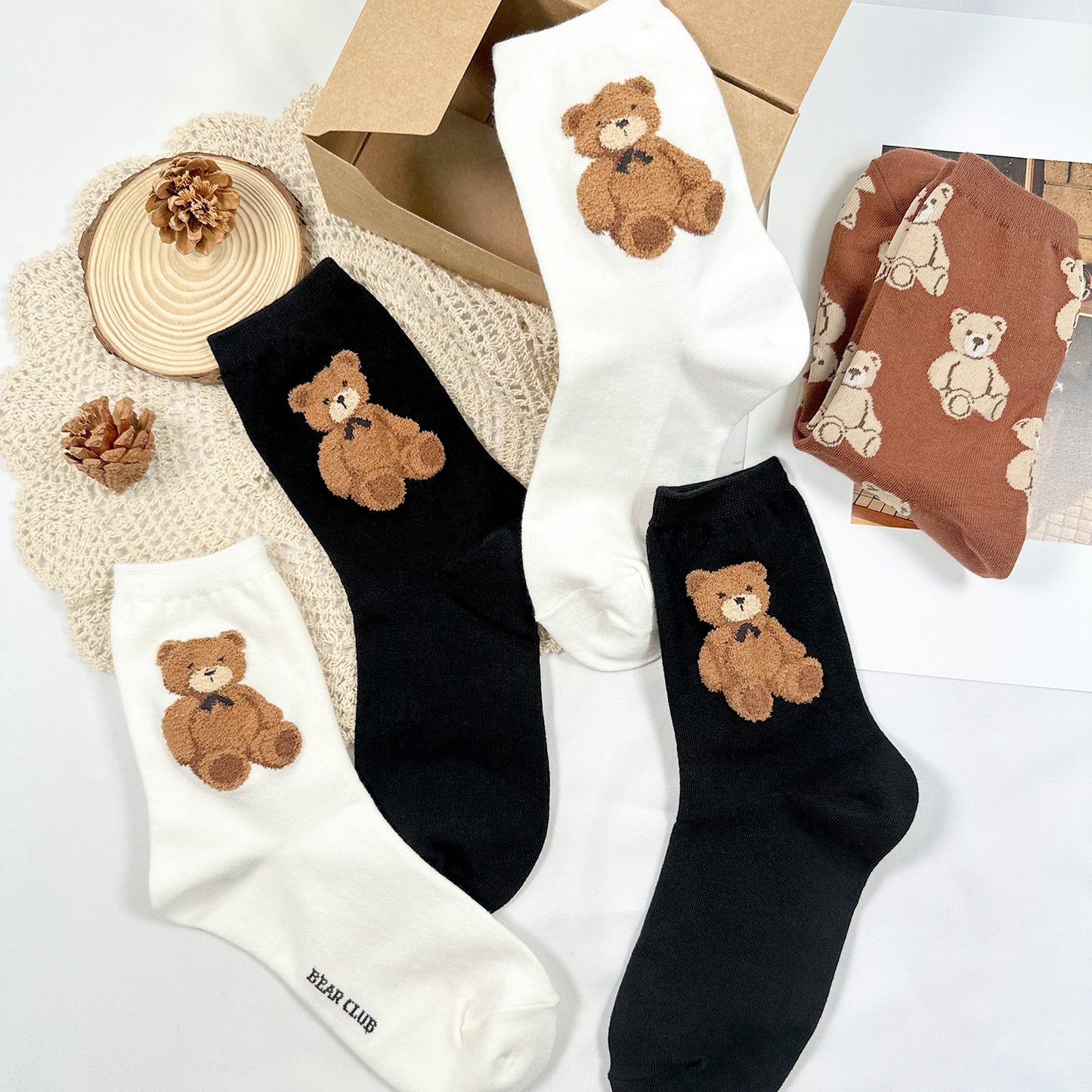 Women's Crew Teddy Bear Club Socks