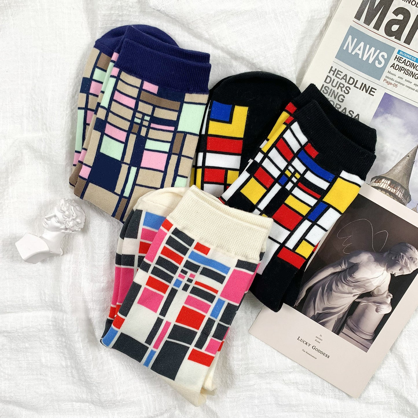 Women's Crew Square Pattern Socks