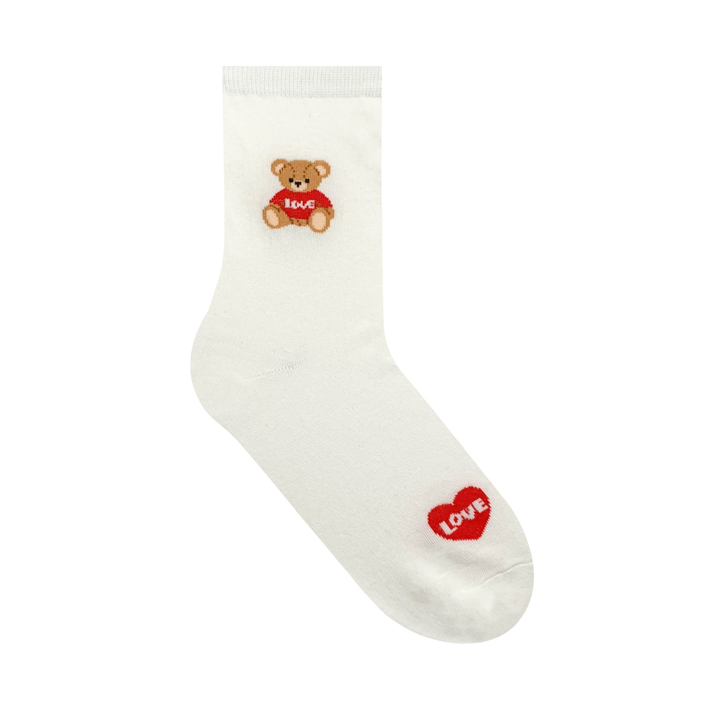 Women's Crew Love Heart Bear Socks
