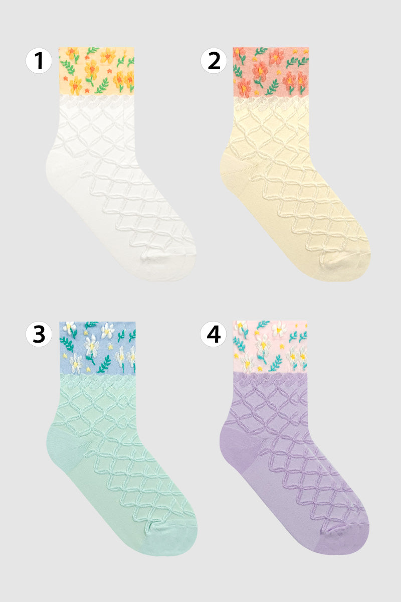Women's Crew Spring Flower Lace Socks