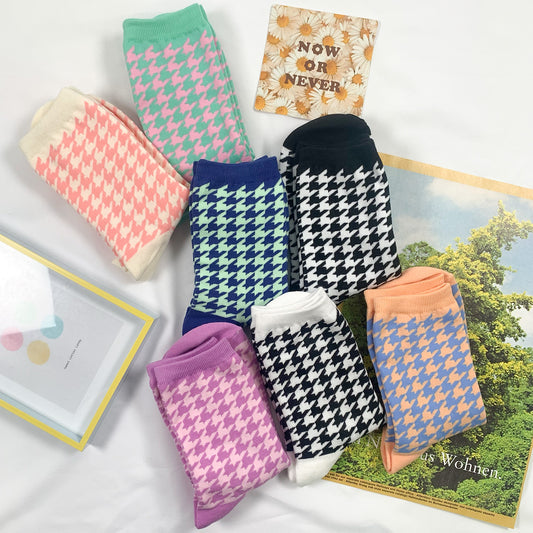 Women's Crew Hound Tooth Check Socks