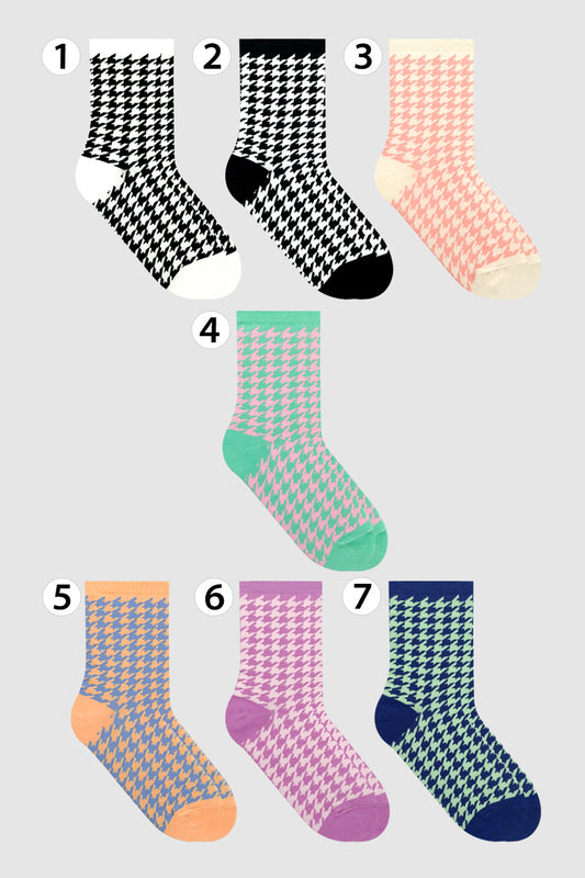 Women's Crew Hound Tooth Check Socks