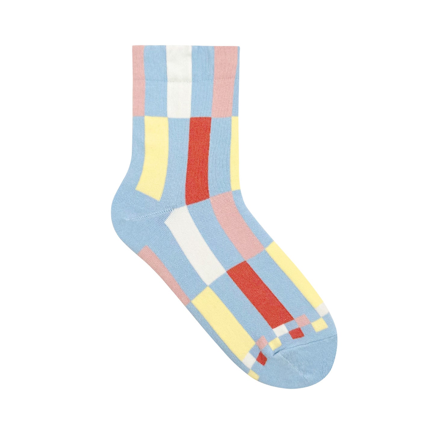 Women's Crew Color Square Pattern Socks