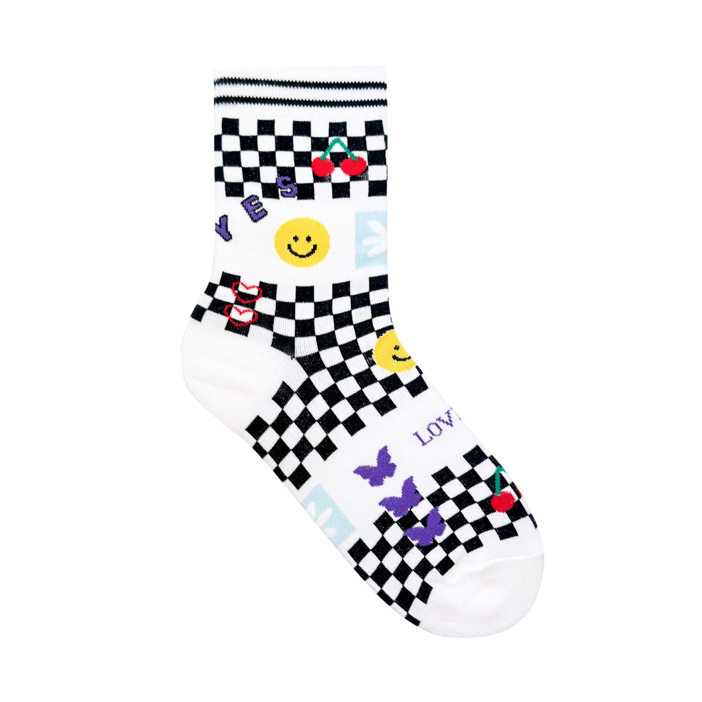 Women's Crew Checkboard Smile Socks