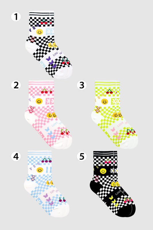 Women's Crew Checkboard Smile Socks