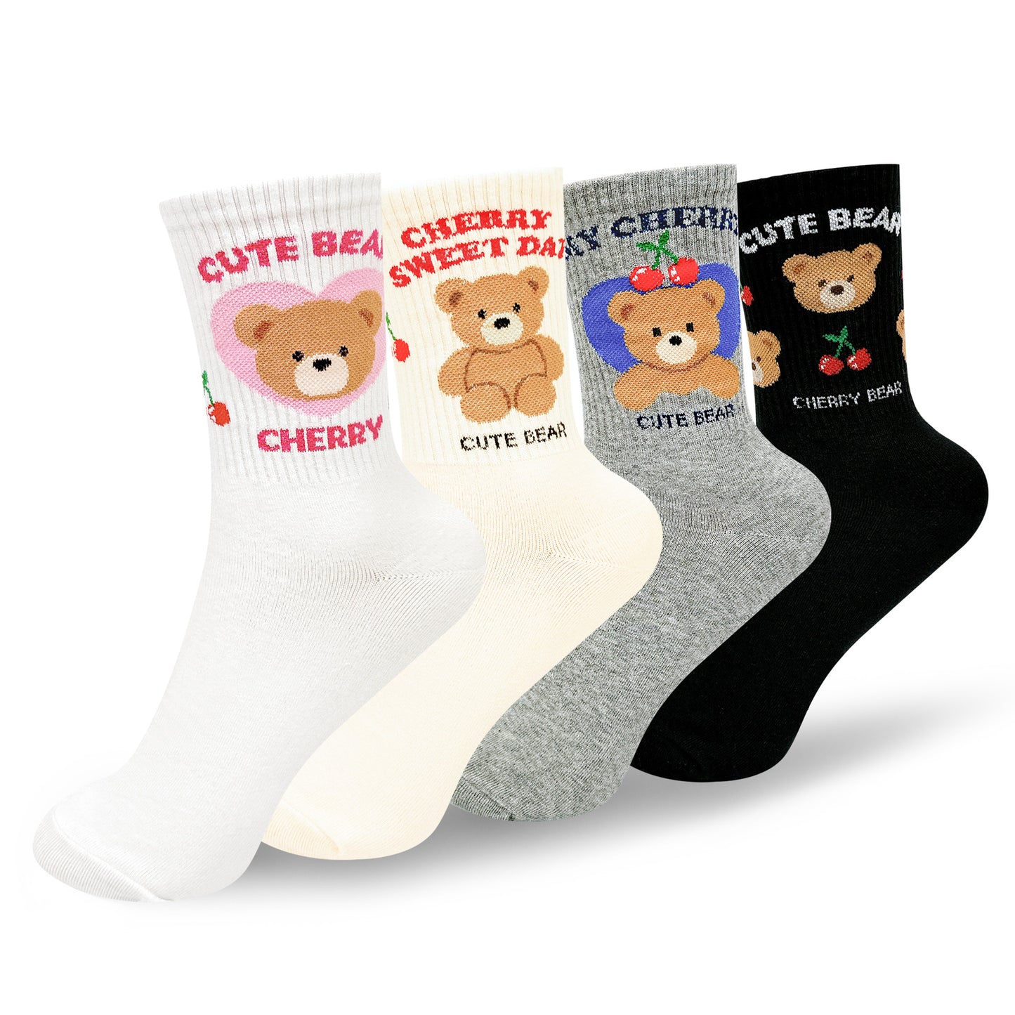 Women's Crew Cherry Bear Crew Socks