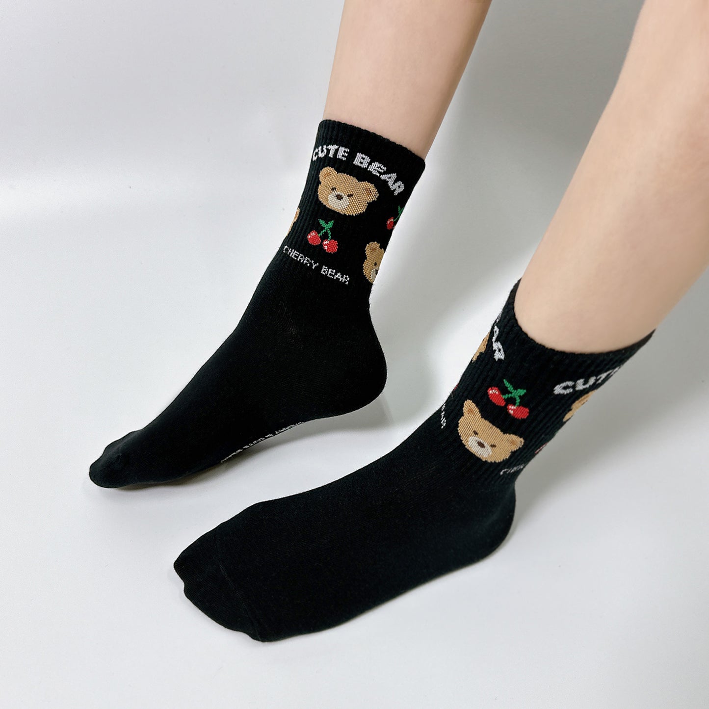 Women's Crew Cherry Bear Crew Socks