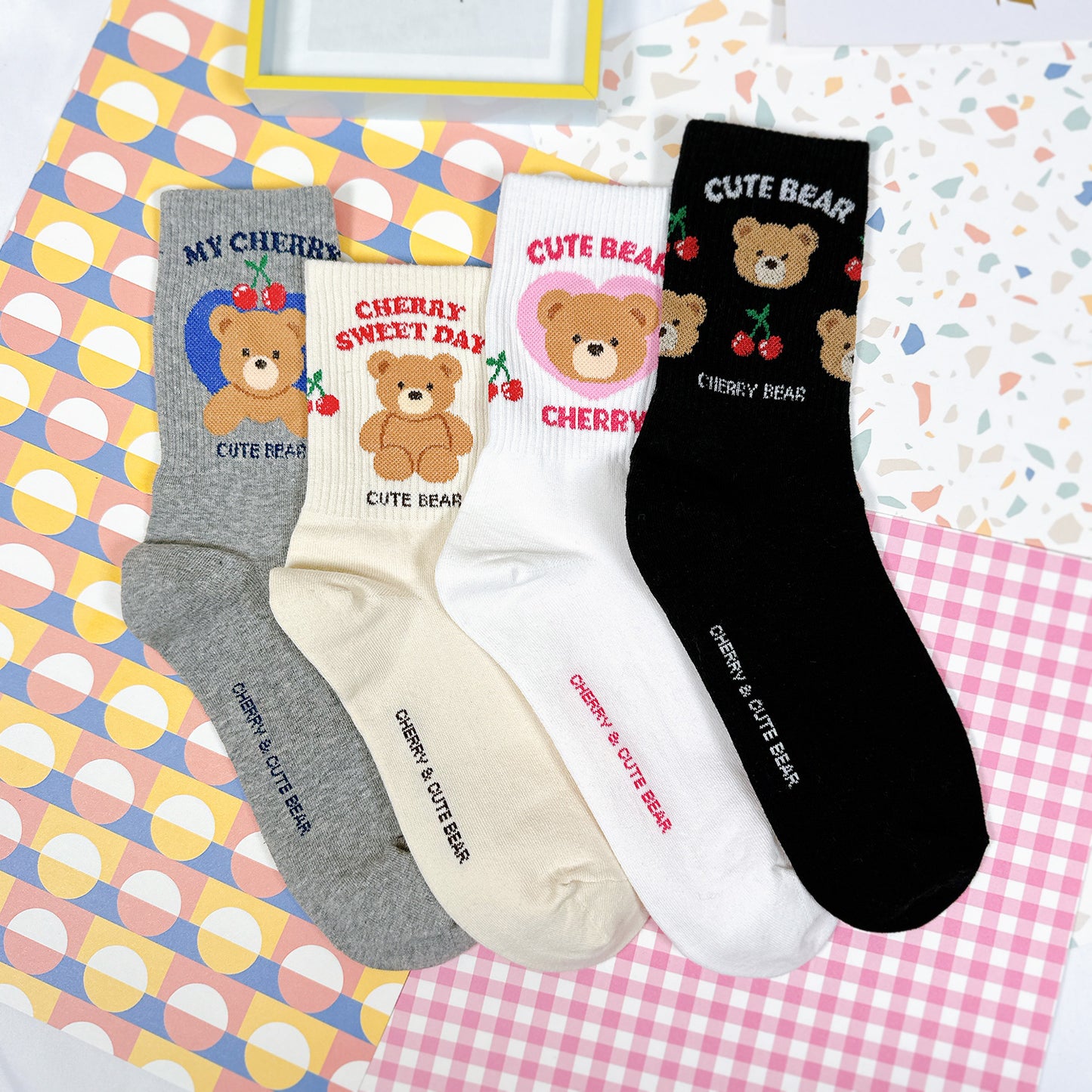 Women's Crew Cherry Bear Crew Socks