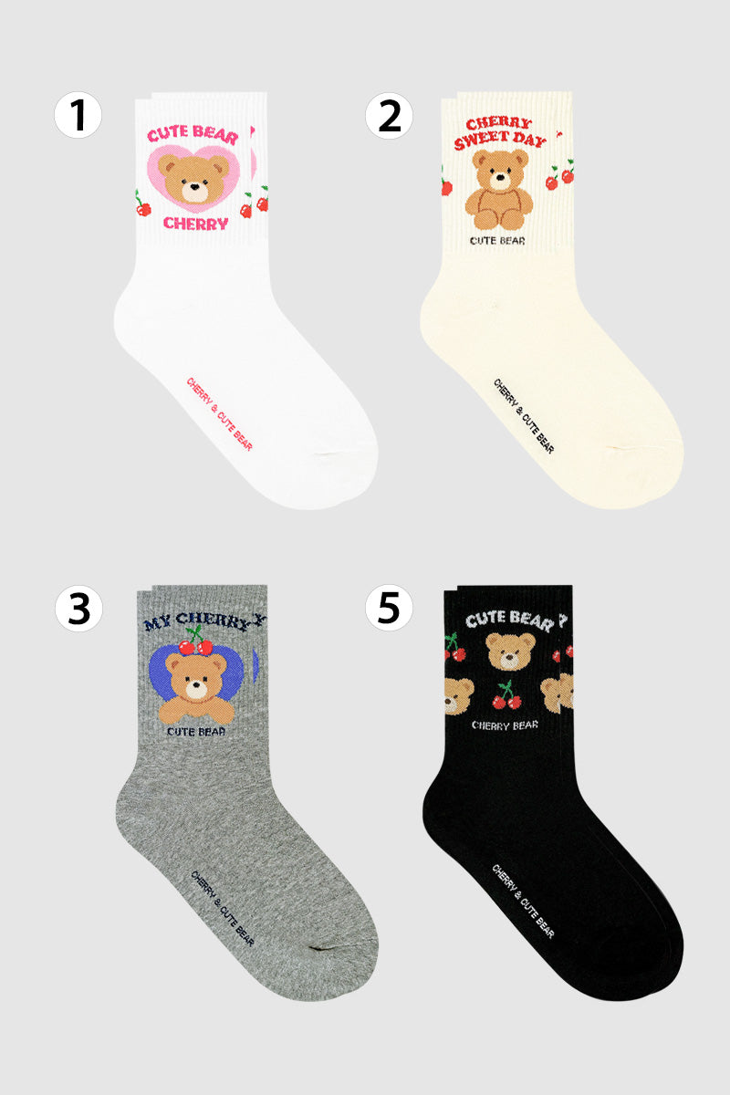 Women's Crew Cherry Bear Crew Socks