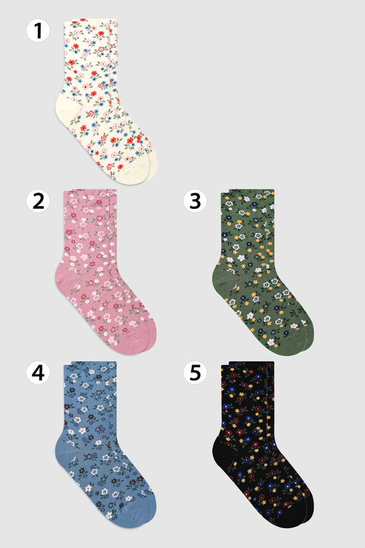 Women's  Flower Pattern Crew Socks