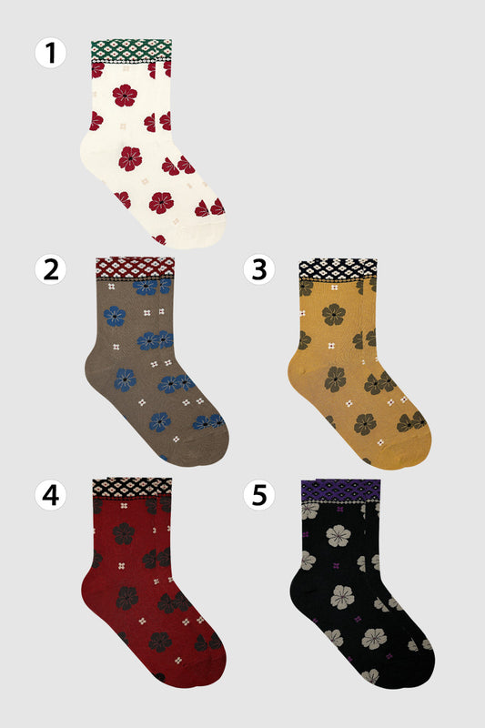 Women's Flower Pattern Crew Socks