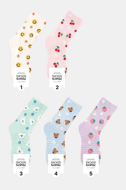 Women's Crew Check Mini Pattern Socks - Made in Korea