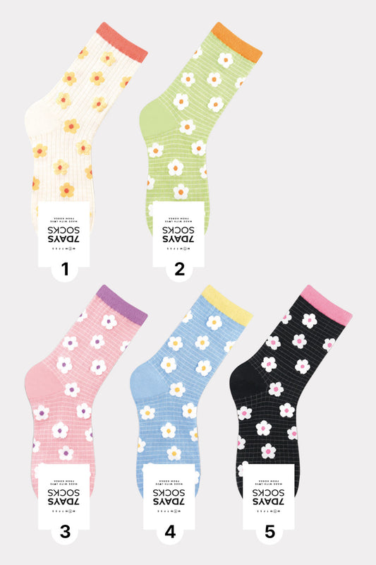 Women's Crew Flower Check Board Socks