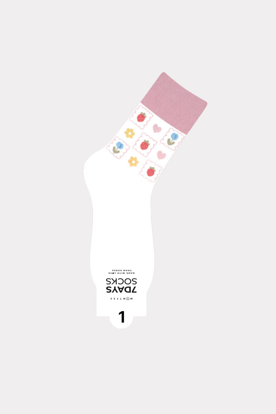 Women's Crew Cottage Garden Pattern Socks - Made in Korea