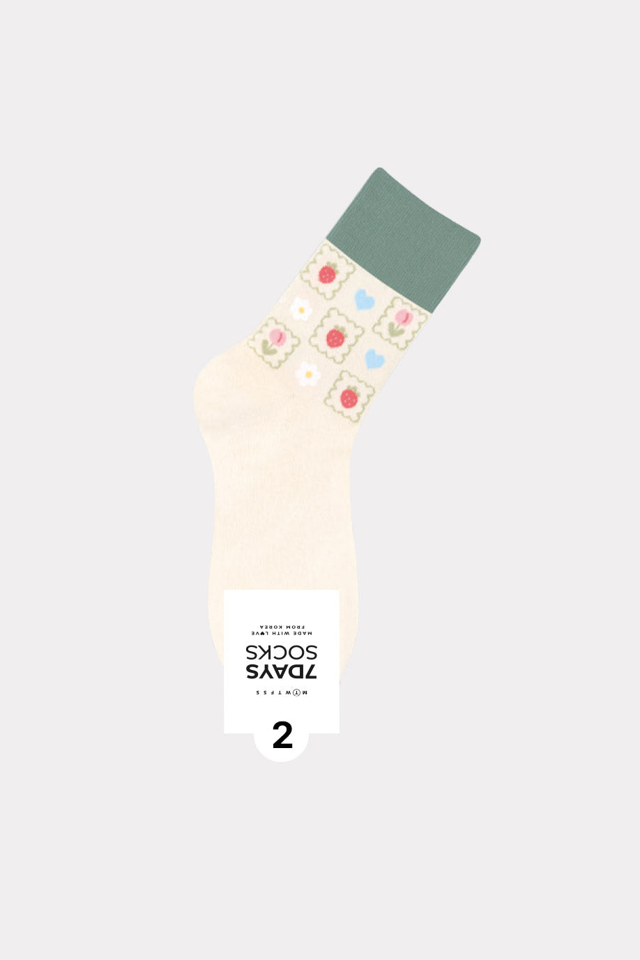 Women's Crew Cottage Garden Pattern Socks - Made in Korea