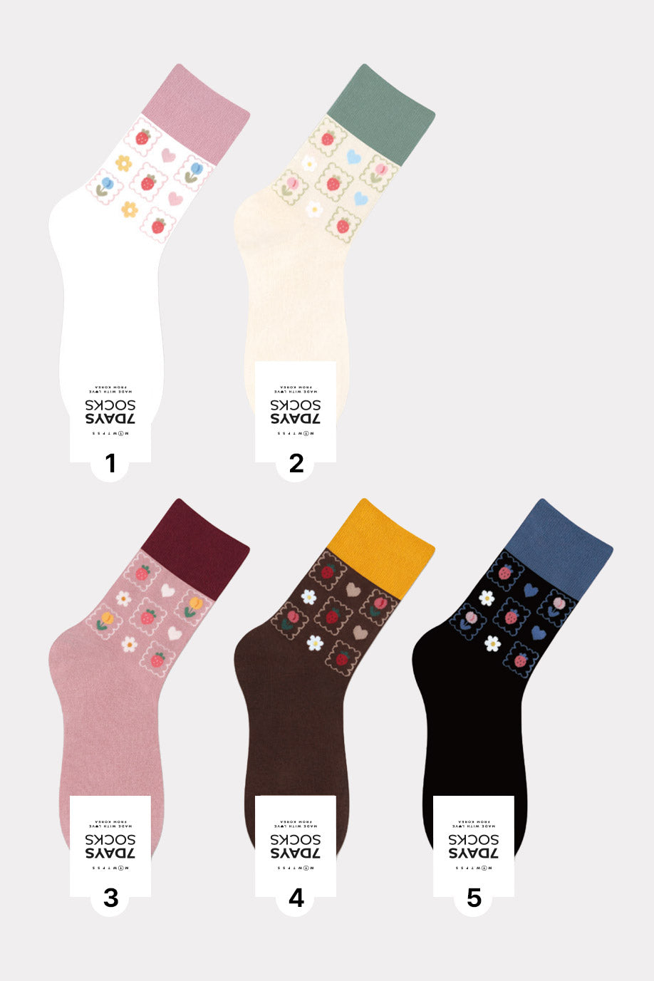 Women's Crew Cottage Garden Pattern Socks - Made in Korea