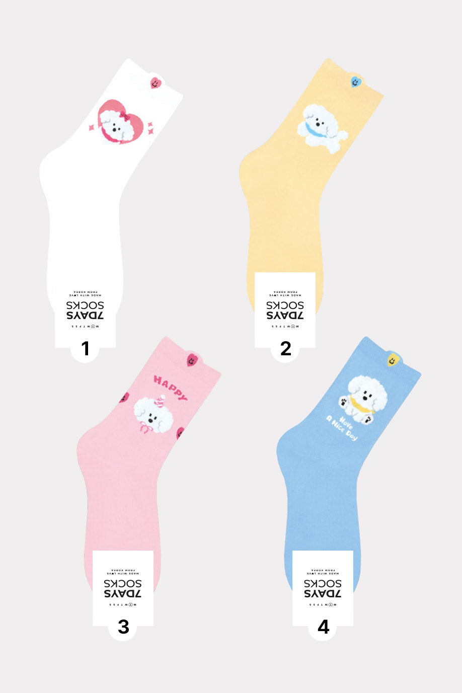 Women's Crew Puppy's Diary Socks - Made in Korea