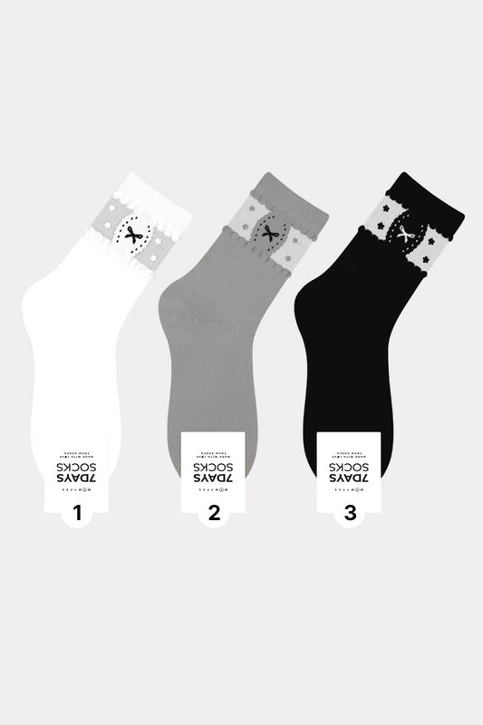Women's Ribbon See-Through Crew Socks - Made in Korea