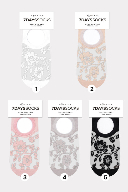 Women's Flower No-show See-Through  Socks - Made in Korea