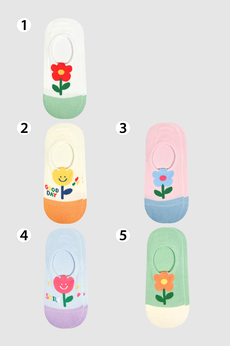 Women's No Show Flower Mood Socks