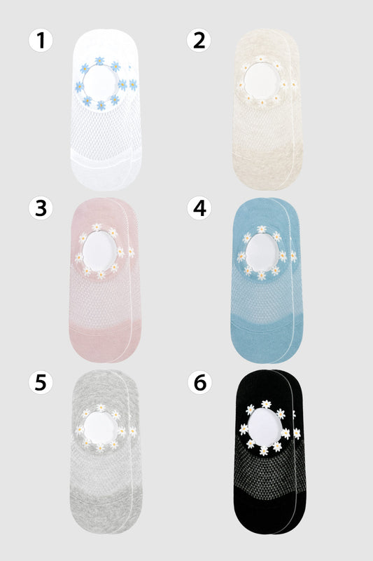 Women's No Show Daisy Netting Thread No Show Socks