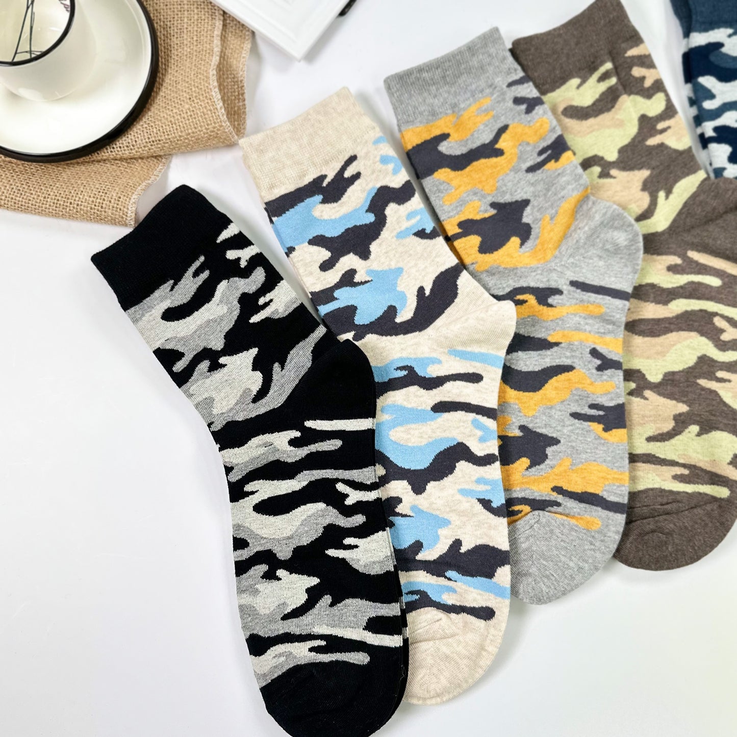 Men's Crew Camo Pattern Socks