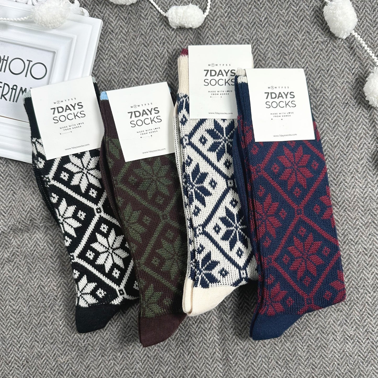 Men's Crew Royal Snow Jacquard Socks