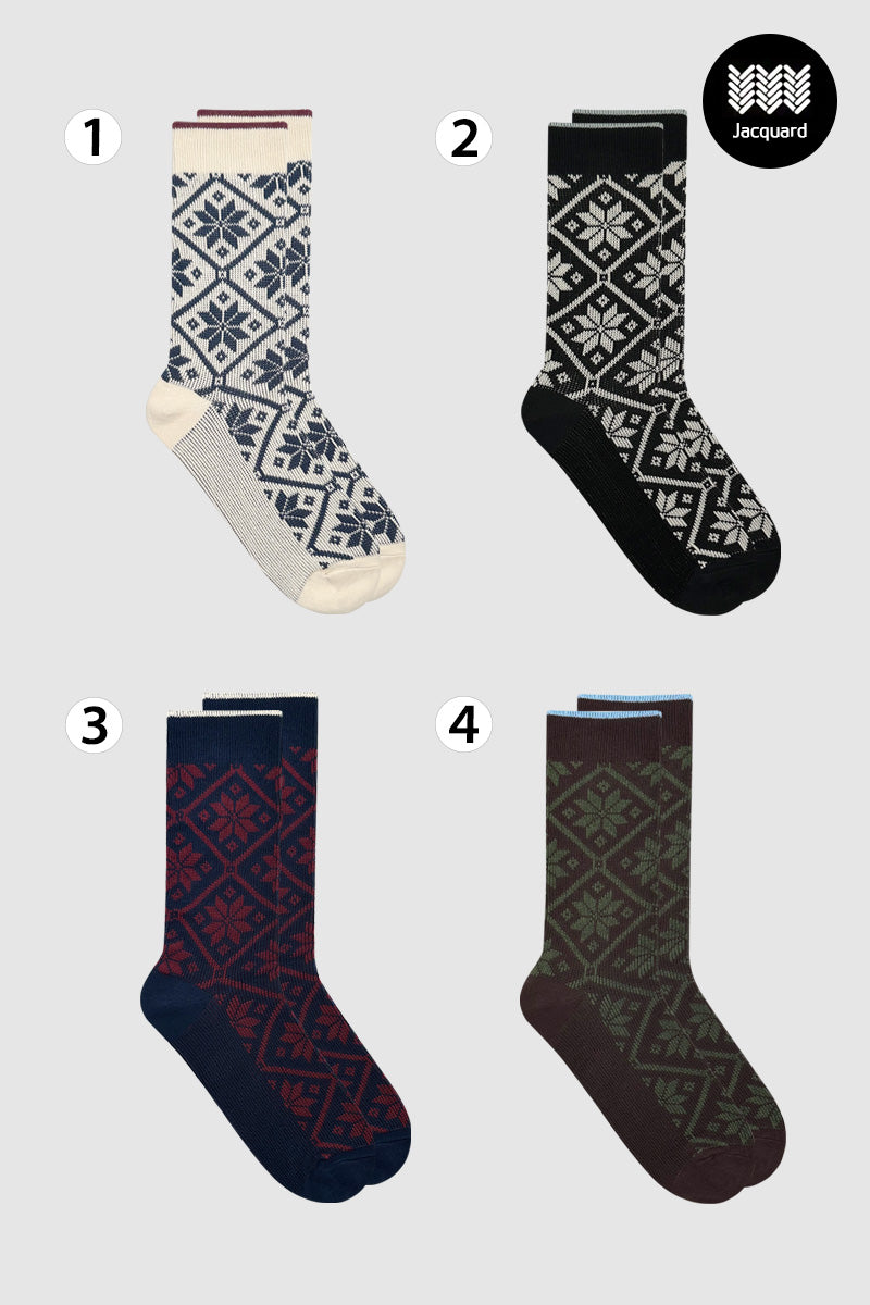 Men's Crew Royal Snow Jacquard Socks