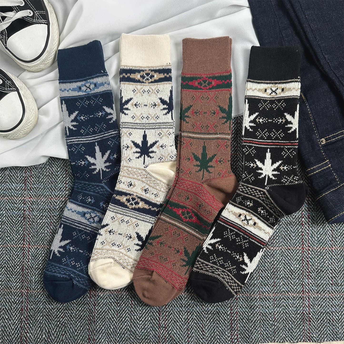 Men's Crew Hemp Jacquard Socks