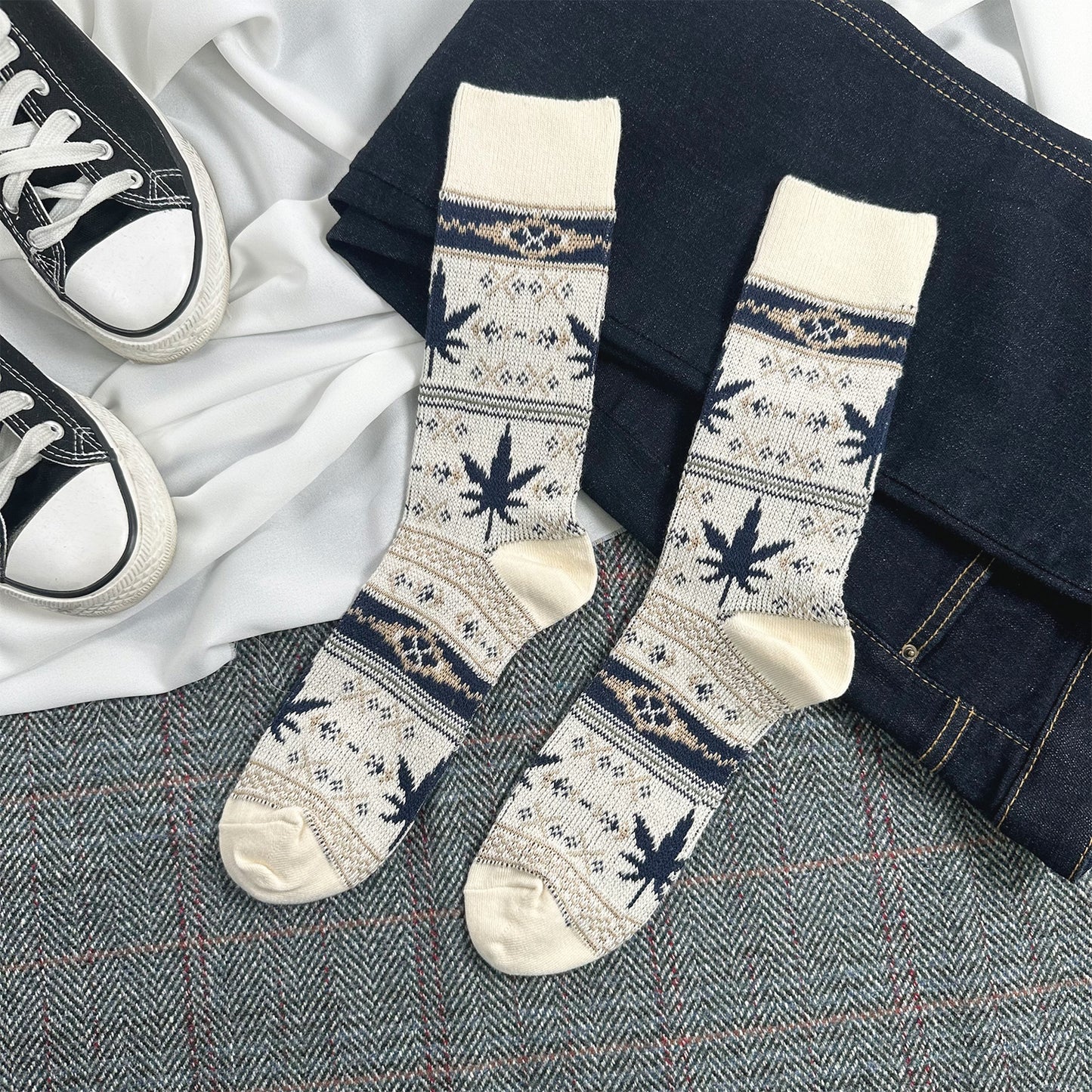 Men's Crew Hemp Jacquard Socks