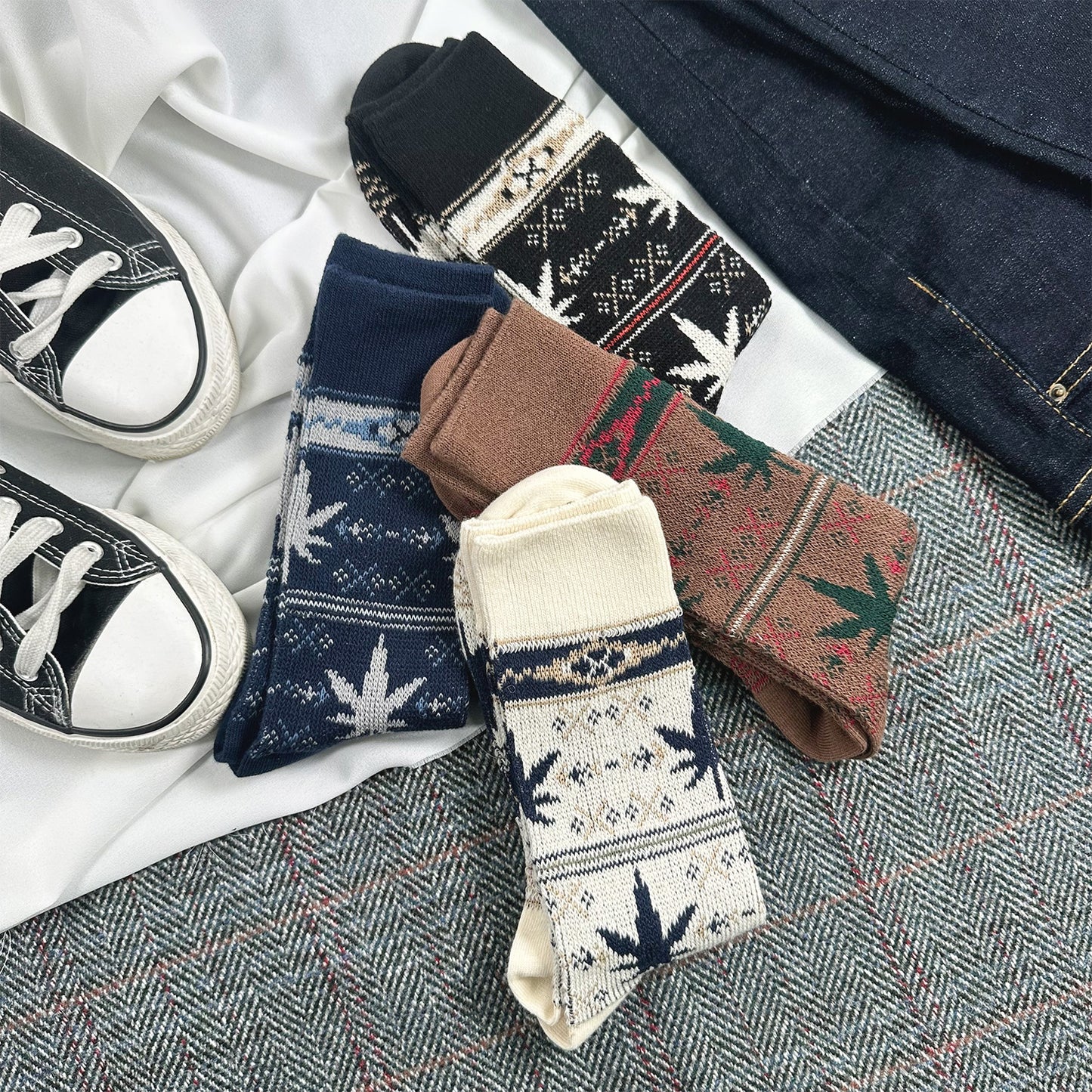 Men's Crew Hemp Jacquard Socks