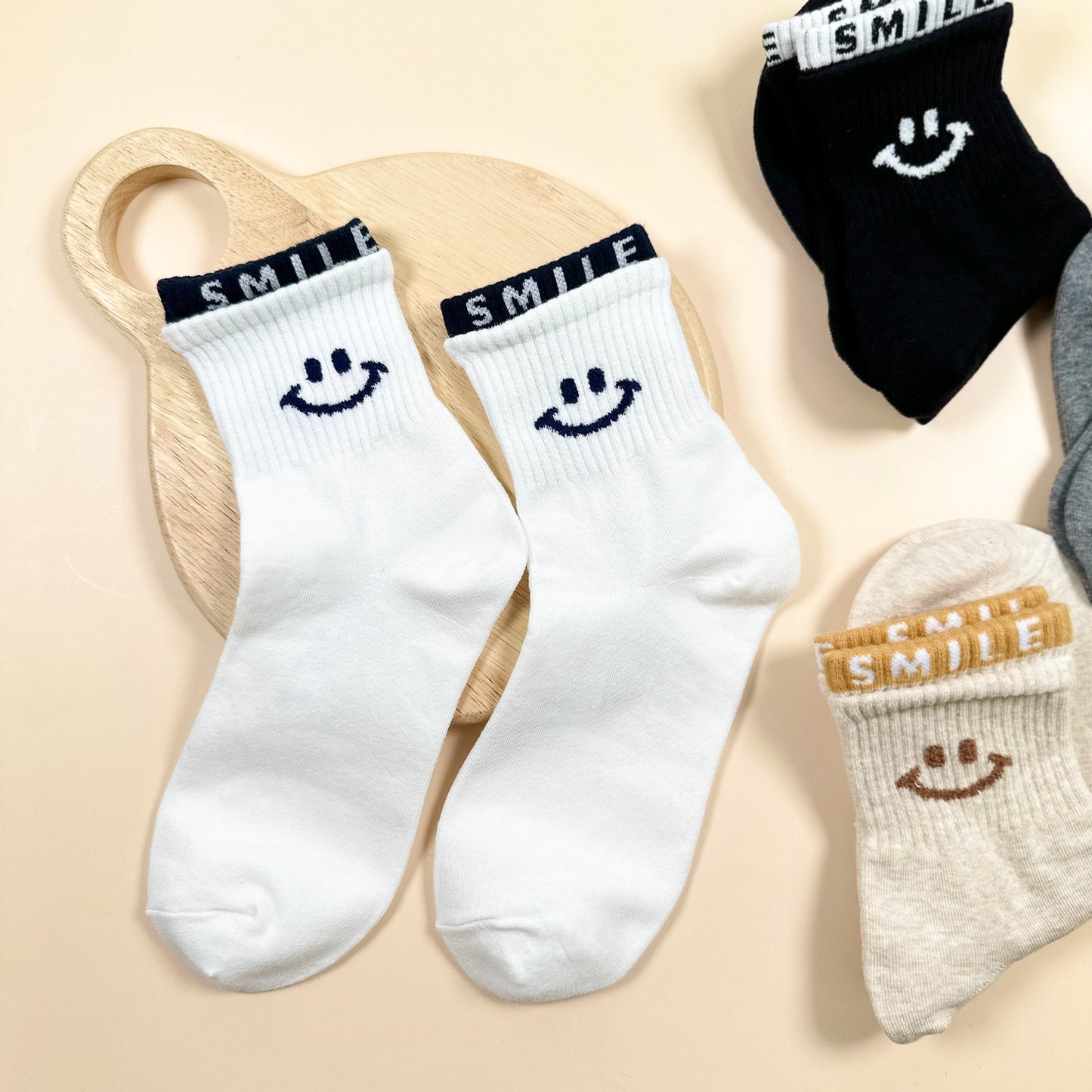 Women's Crew Long Cutie Smile Socks