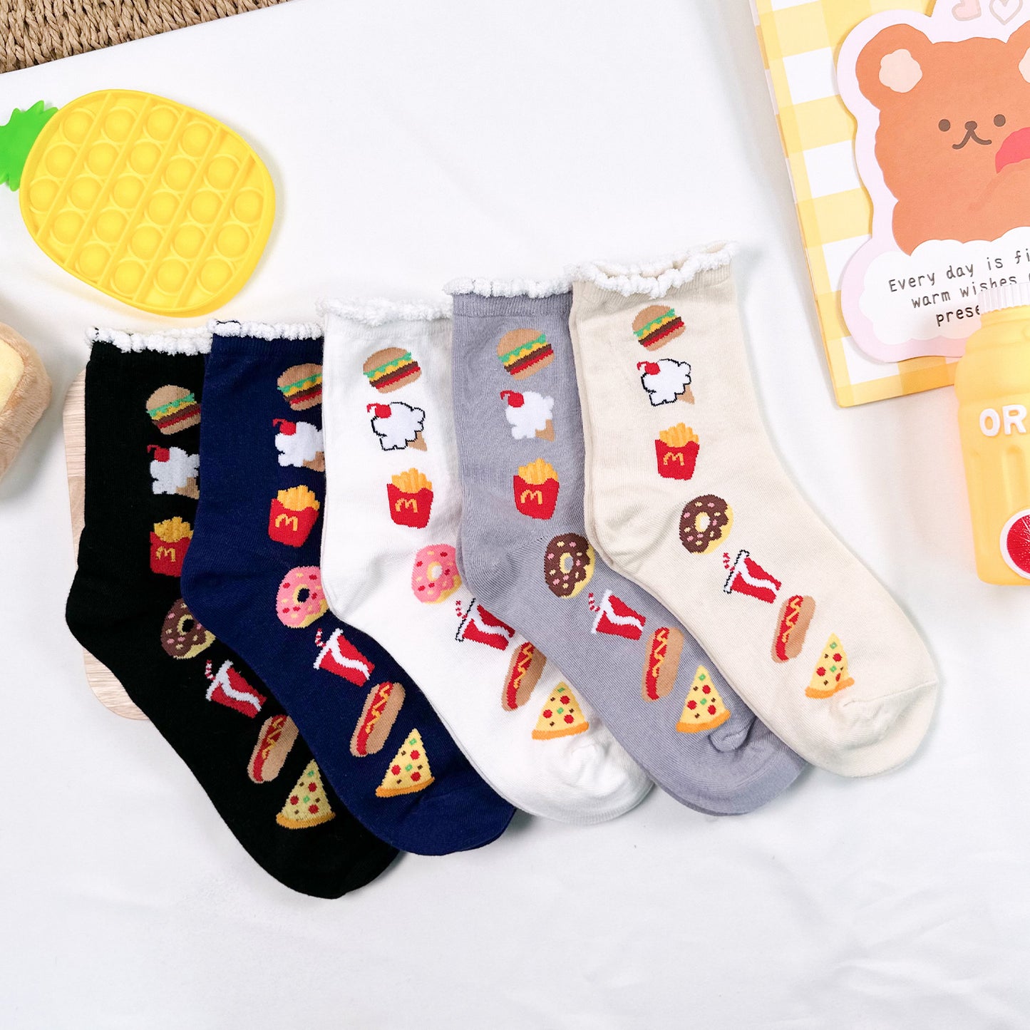 Women's Crew Food Mix Decoration Socks