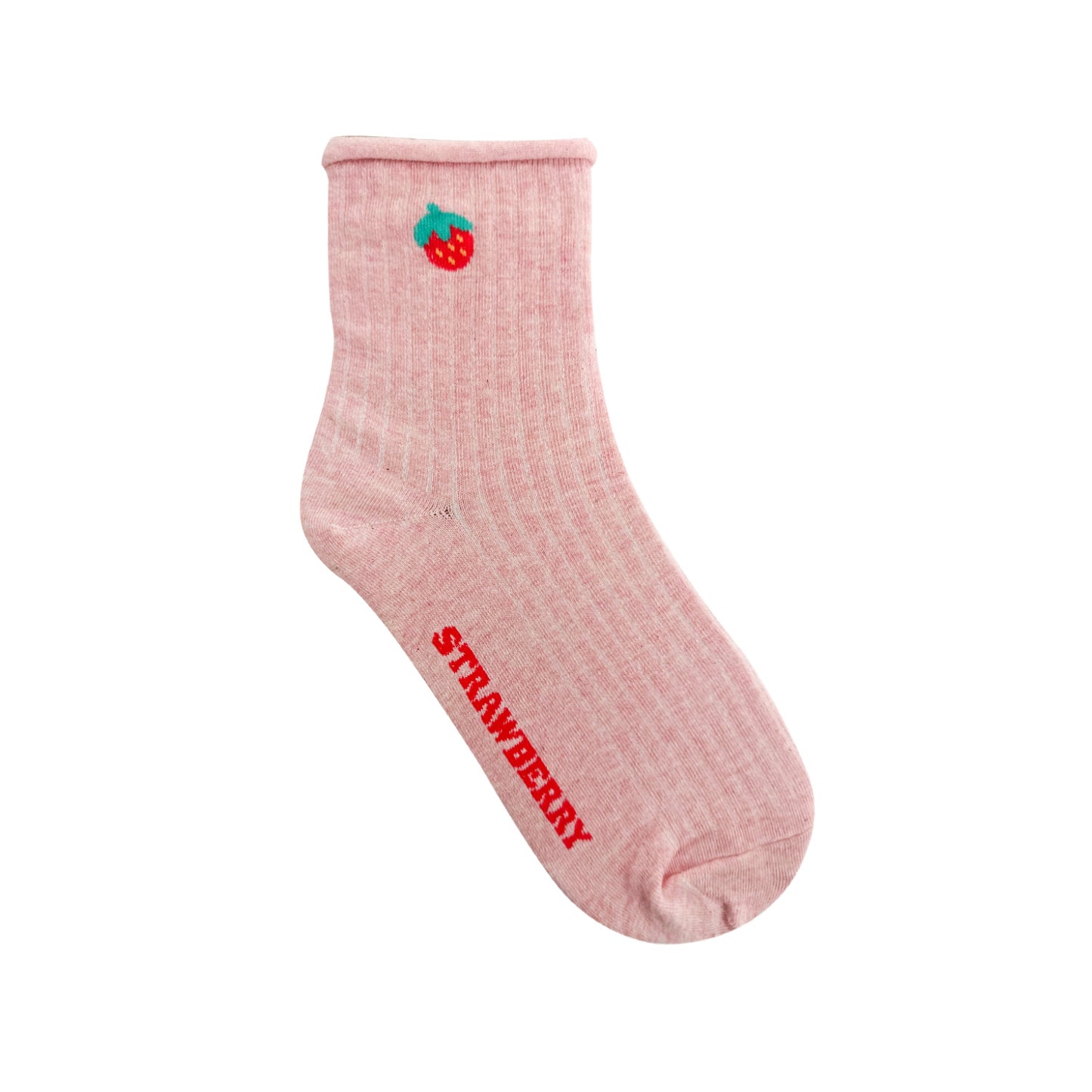 Women's Crew Ribbed Fruit Rolled Socks