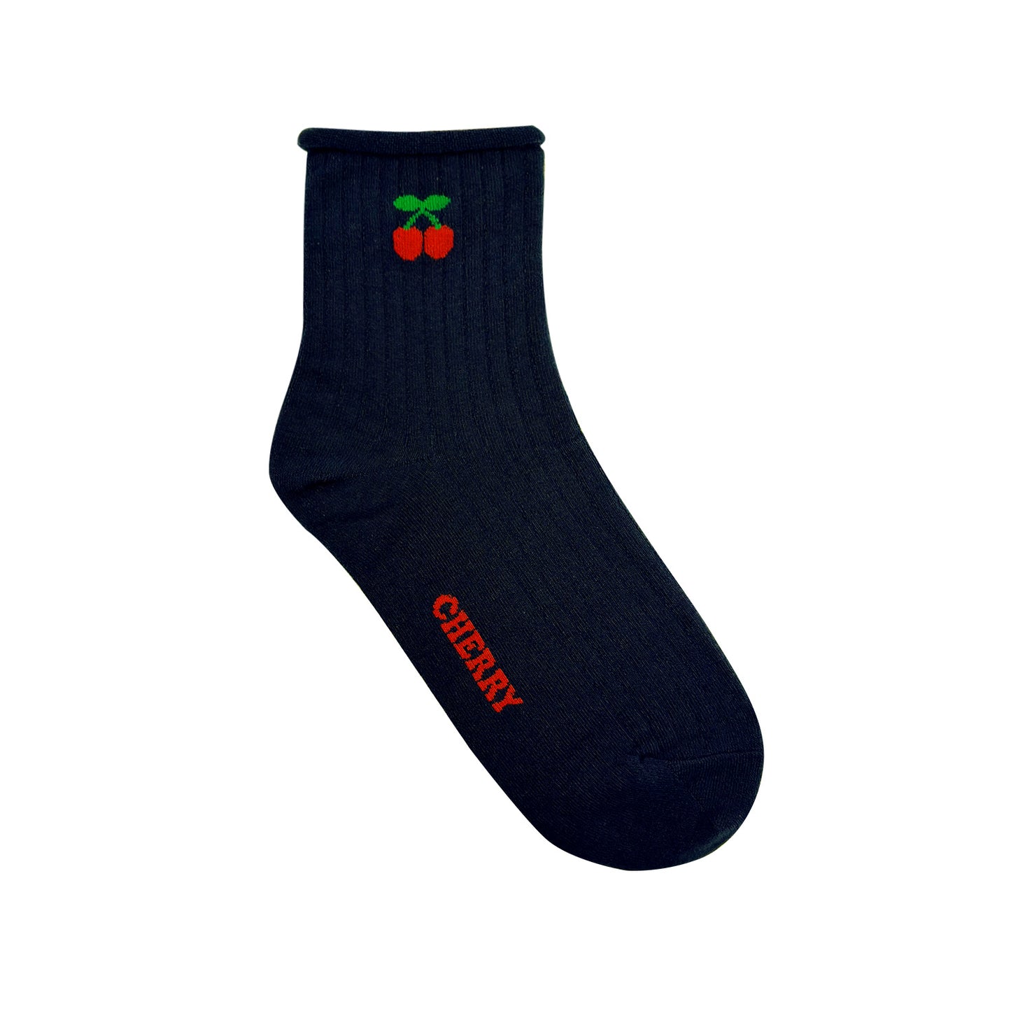 Women's Crew Ribbed Fruit Rolled Socks