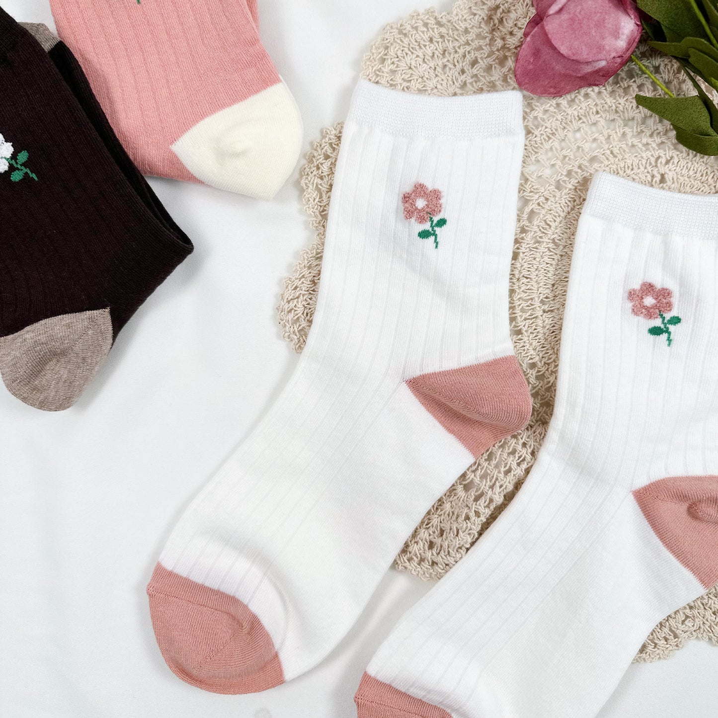Women's Crew Warm Flower Socks