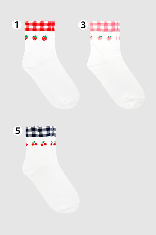 Women's Crew Fruit Check Socks