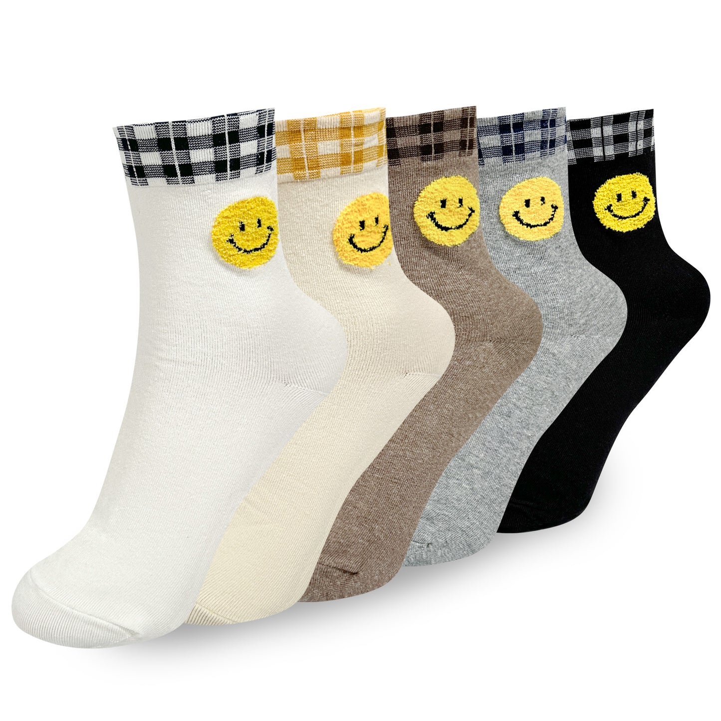 Women's Crew Smile Face Socks - Made in Korea