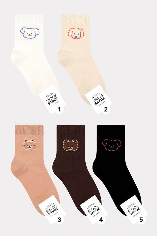 Women's Crew Line Pop-up Animal Socks - Made in Korea