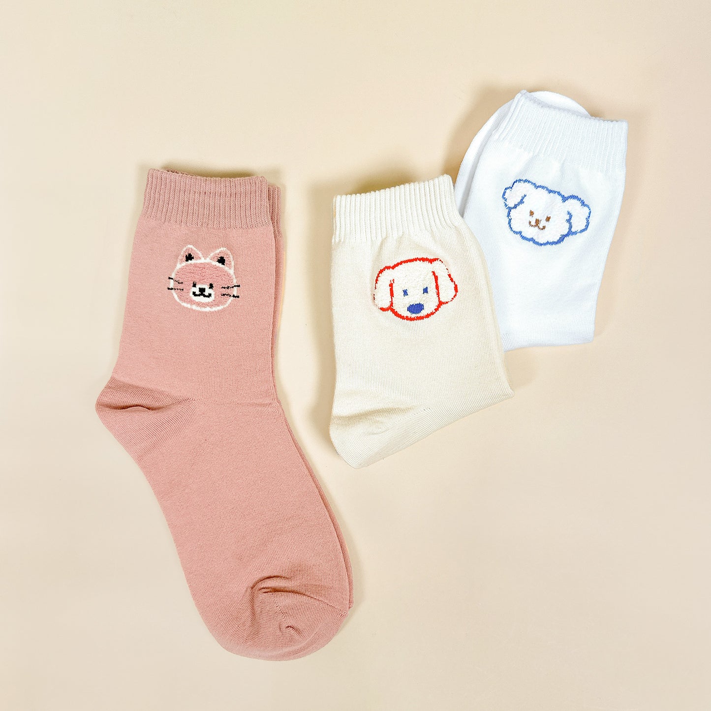 Women's Crew Line Pop-up Animal Socks - Made in Korea