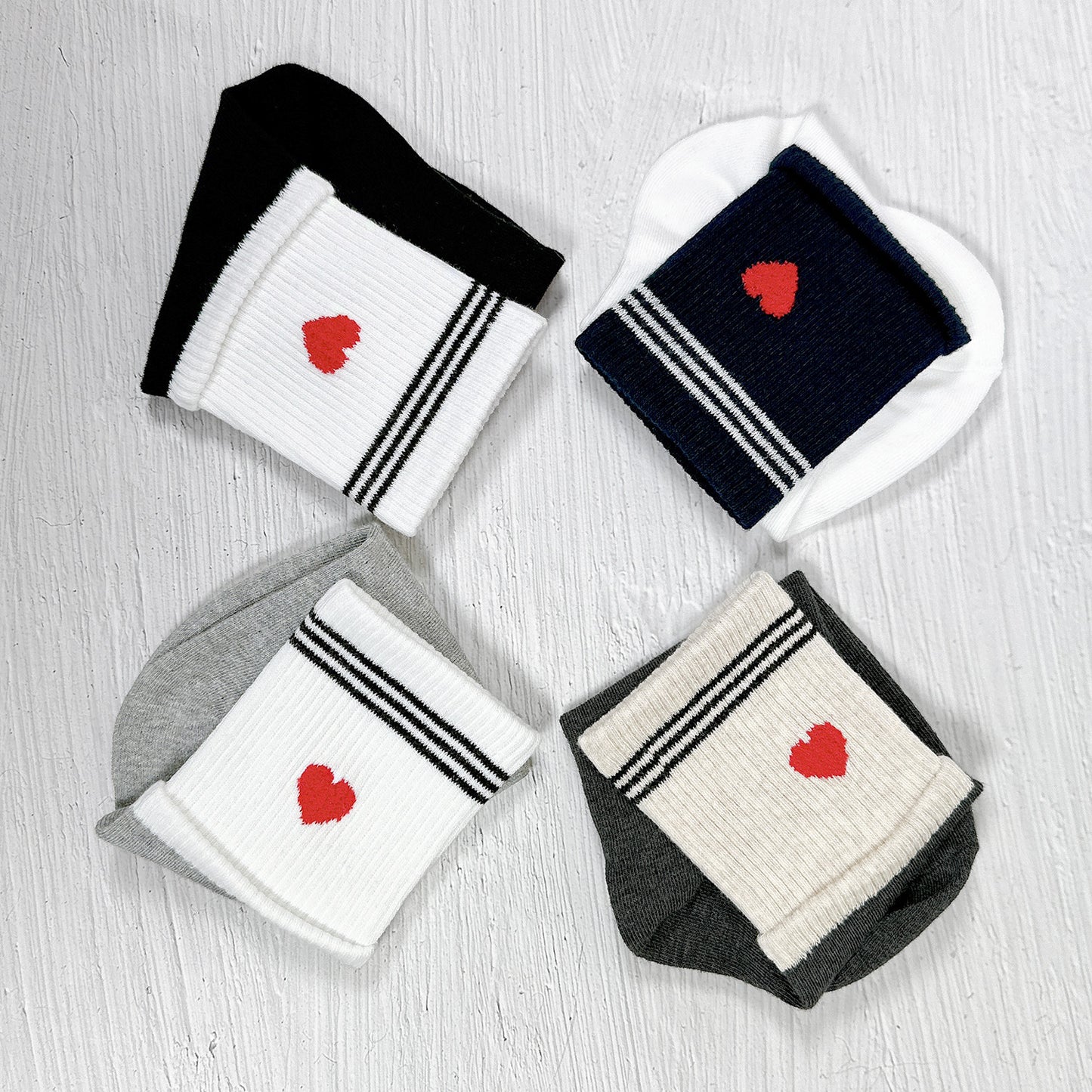 Women's Daily Heart Socks - Made in Korea
