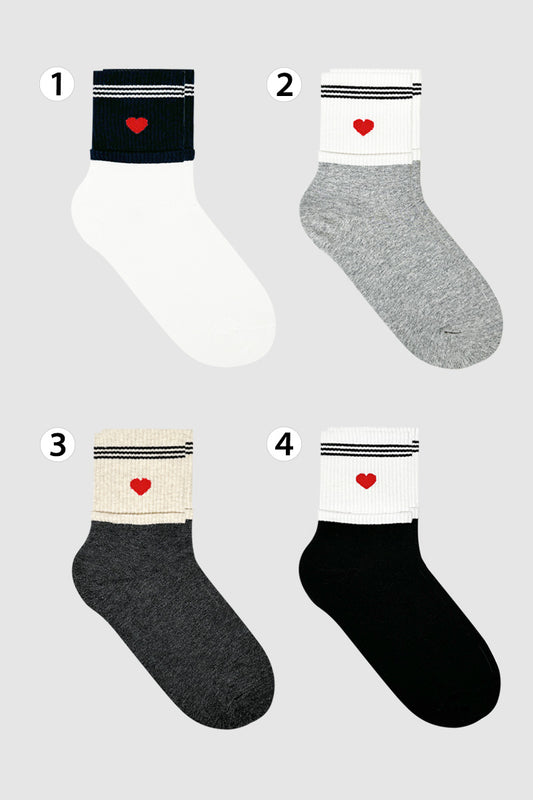 Women's Daily Heart Socks - Made in Korea